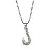 Men's Retro Fish Hook Pendant Necklace with Square Pearl Chain
