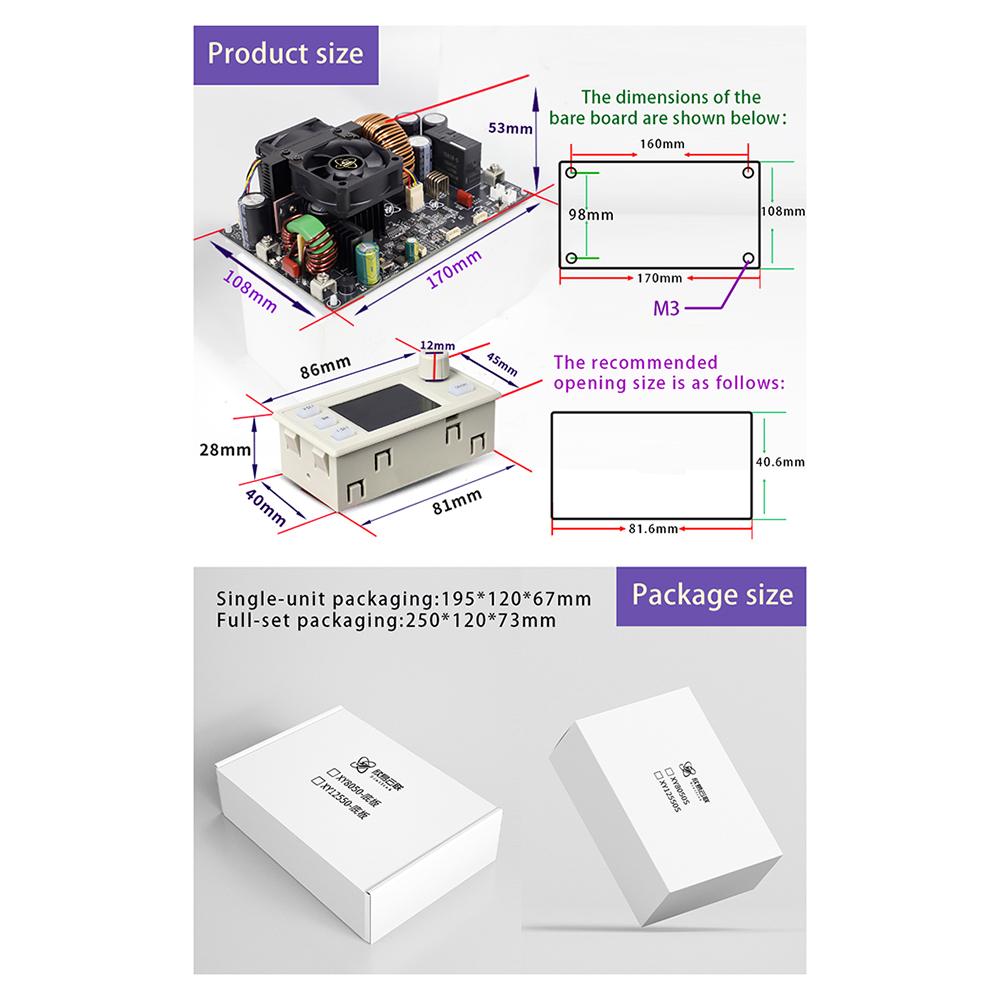 XY12550S Digital DC Adjustable Step-Down Power Supply Constant Voltage Constant Current Module 50A/6250W Input Voltage DC12-140V