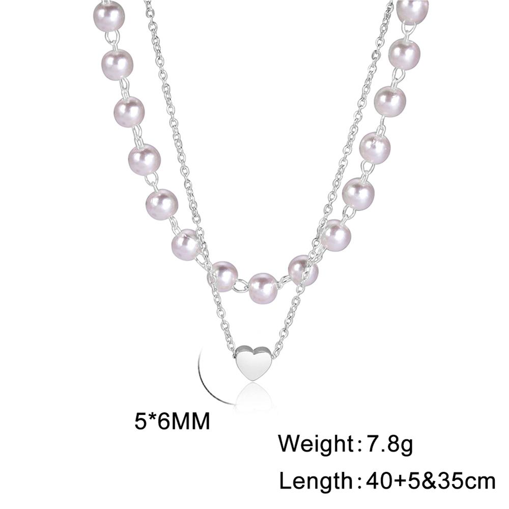 Cazador Trendy Small Heart Imitation Pearl Choker Necklaces for Women Stainless Steel Multilayers Necklaces 2026 Jewelry Gift