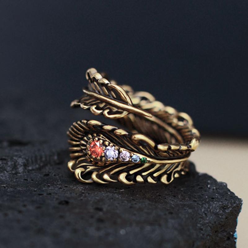 

Vintage Black Trendy Gold Geometric Ring For Women With Adjustable Design Open