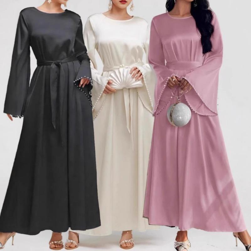 Womens Luxury Elegant Long Sleeve Beaded European Style Long Dress