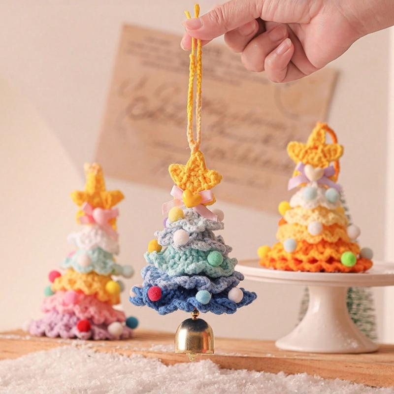 1PC Plush Christmas Pendant Woolen Hook Weaving Christmas Tree Small Ornament Christmas Decoration Car Pendant