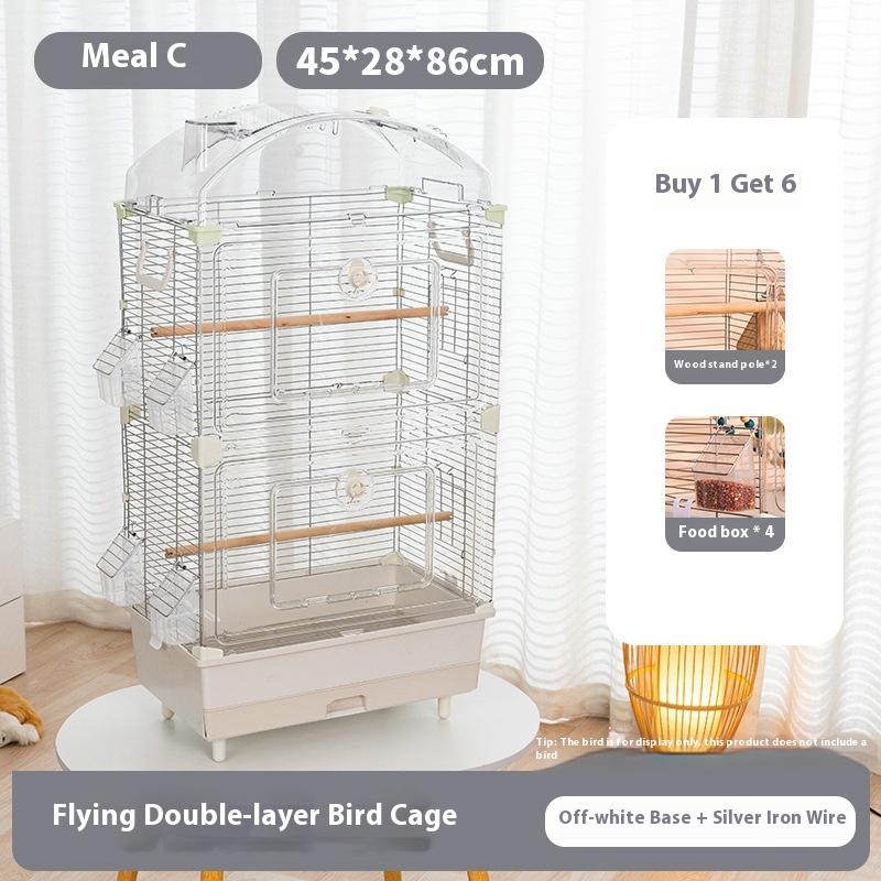 

Large Castle Bird Cage for Parakeets Cockatiels Lovebirds Finches Metal Aviary with Perches and Feeders