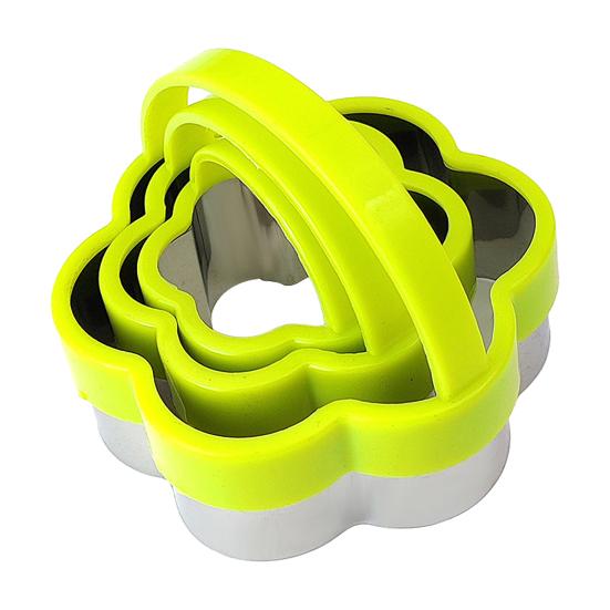 3Pcs Stainless Steel Cookie Cutter with Handles Heart Star Plum Blossom Circle Shapes DIY Baking Molds for Fondant Cookies Cake Decorating Tools