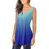 Women's Casual Fashion Plus Size Printed Sleeveless Button V-Neck Pullover Top
