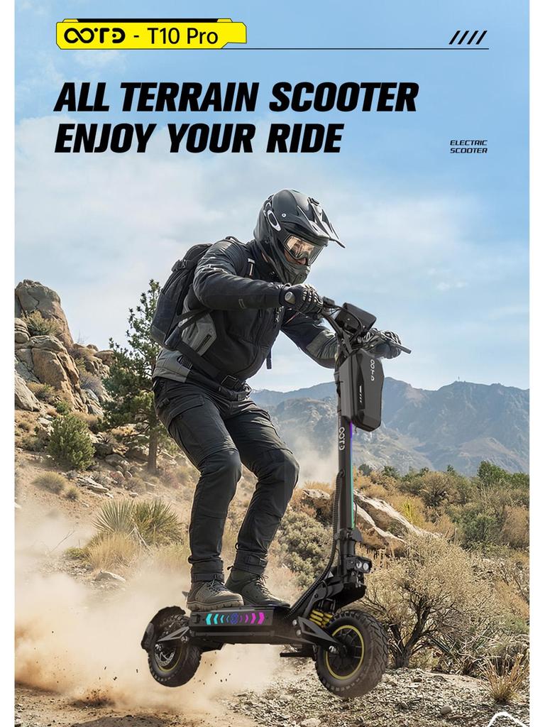 OOTD T10 Pro Elektroroller Faltbar 11" 2600W Motor Hydraulische Bremse 52V 23.4AH Vollfederung Elektroroller für Erwachsene Schwarz