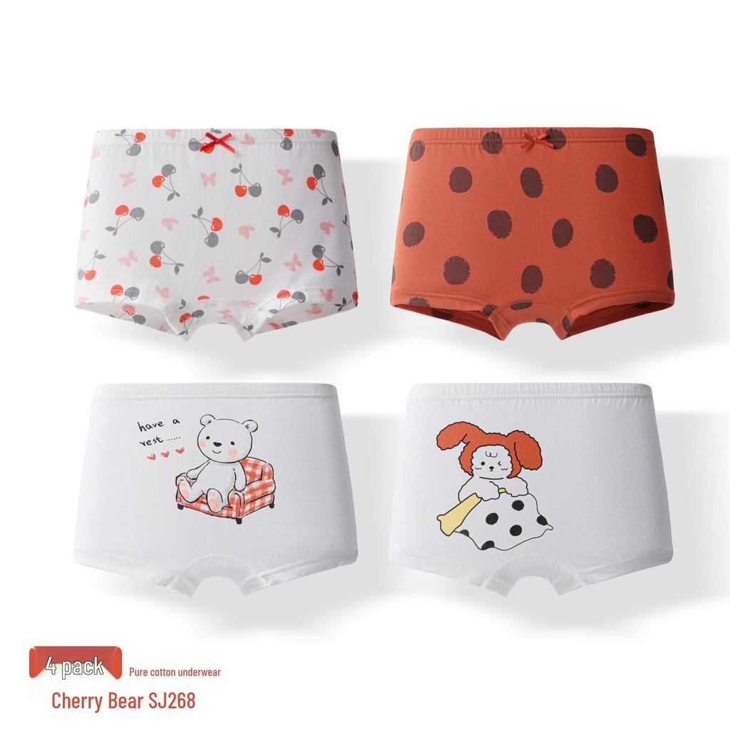 Pure Cotton Antibacterial Girls' Boxer Briefs - Class A, Autumn/Winter