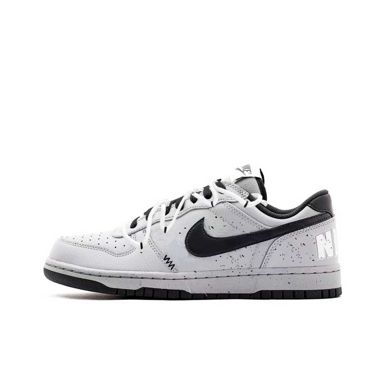 Nike Big Cold Mist Fragmented Shadows Genuine Leather Abrasion Resistant Low top Skateboard Shoes Unisex Gray 355152-017(Team1522-) 42