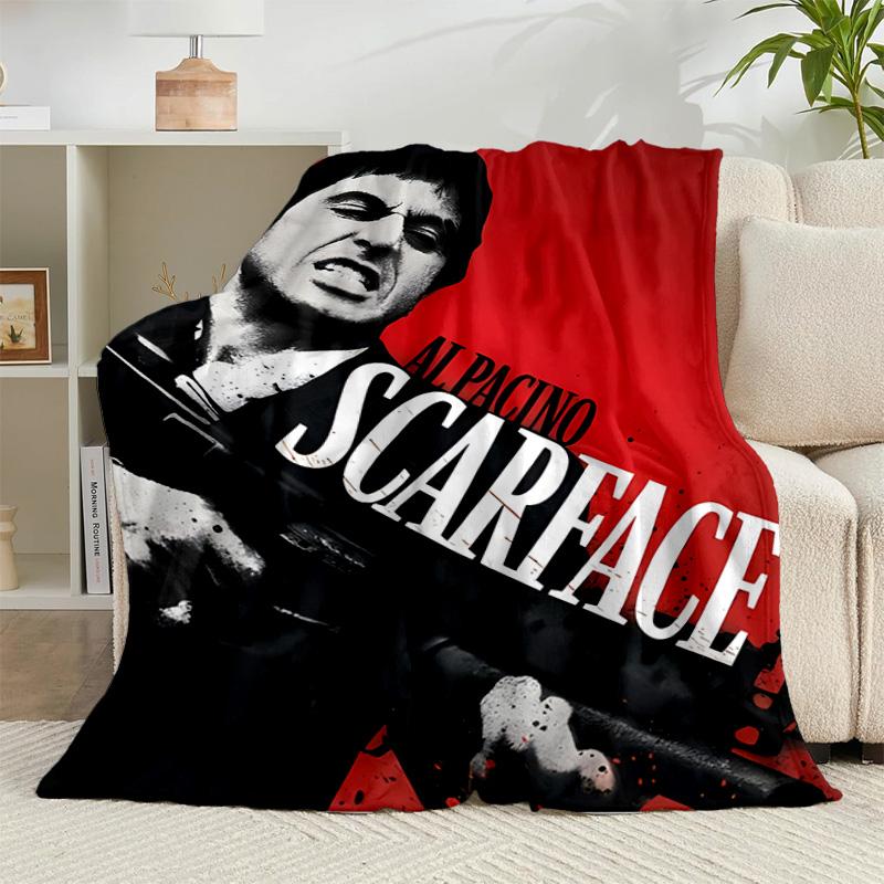 1PC Scarface: Urban Art Flannel Blanket Gift, Suitable for Both Men And Women, Soft Ideal for Beds And Sofa, Birthday Or Christmas Gift