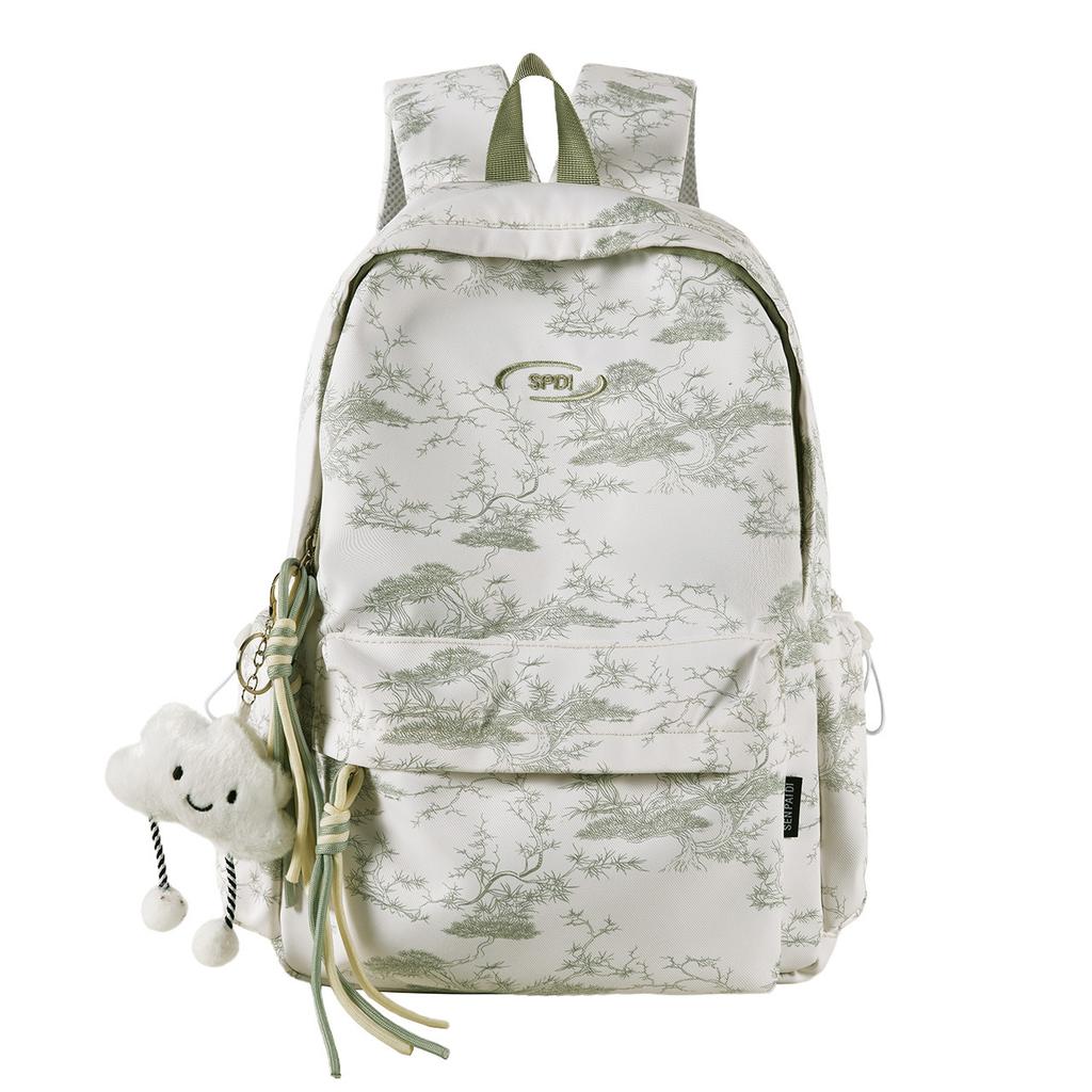 Schoolbag High-value National Style Ink Backpack Simple and Trendy Campus Style Student Schoolbag Large Capacity Lightweight Burden-reducing Backpack