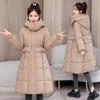 2025 winter new waist medium and long knee cotton-padded clothes fashion thin cotton clothes hooded jacket tide