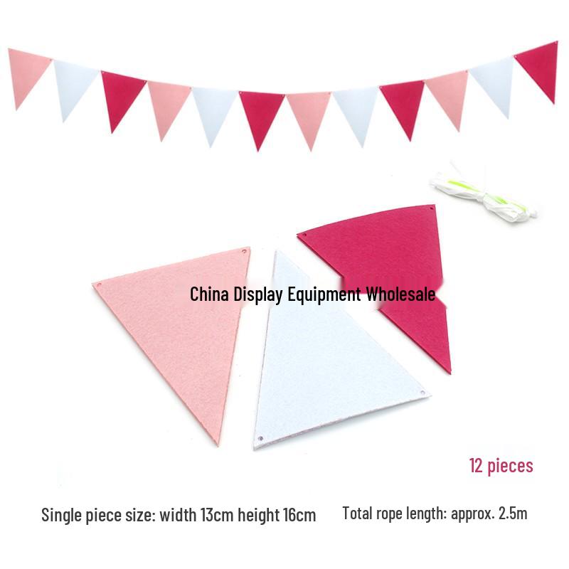 Triangle Flag Bunting for Kindergarten Decoration - Children's Room & Birthday Party Decor with Girlish Heart Design
