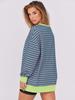 2025 European Autumn/Winter Striped V-neck Loose Fit Women's Sportswear Hoodie