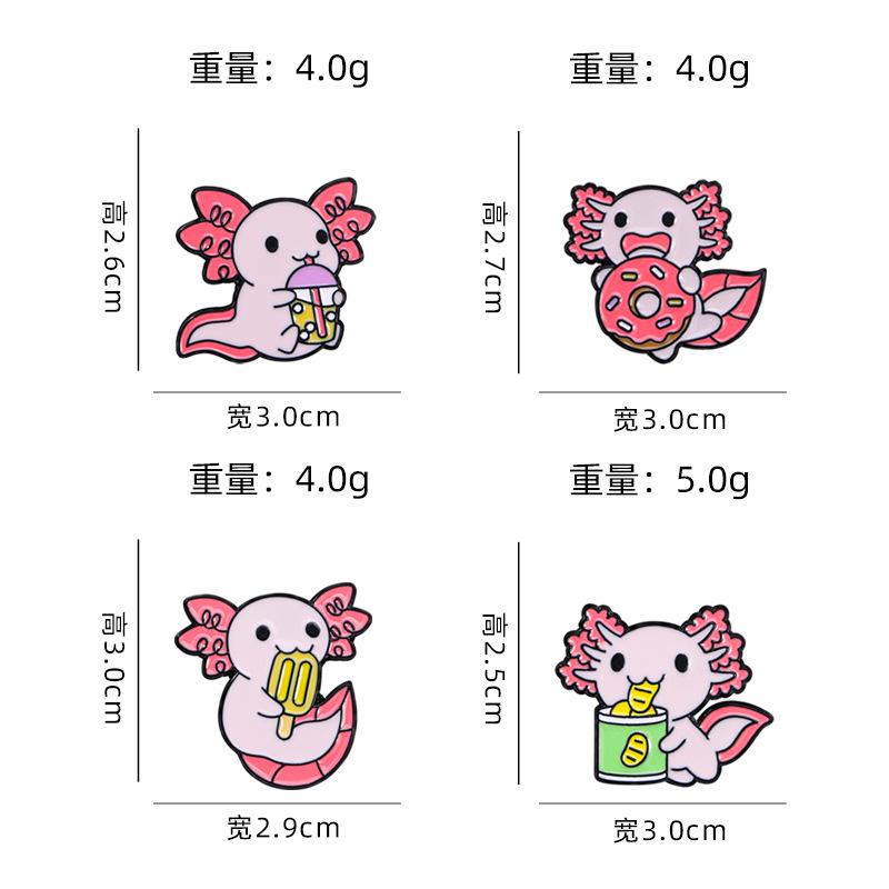 Cute Anime Alloy Brooch Cartoon Marine Animal Salamander Student Children's Clothing Badge Accessory Buckle