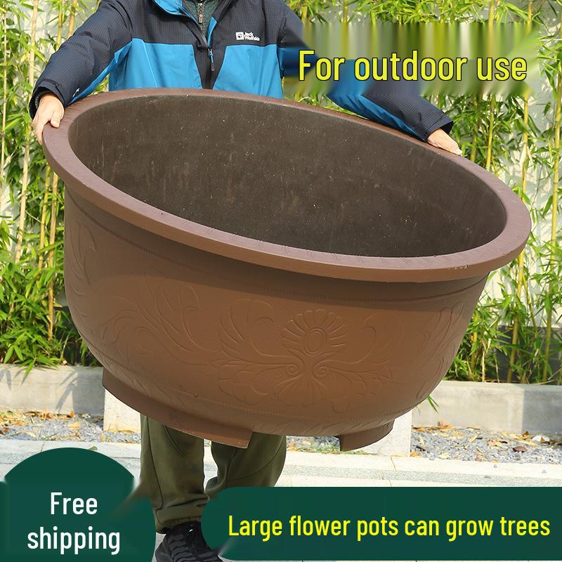 Extra Large Thick Plastic Flower Pot for Outdoor Plants, Trees, and Water Lilies
