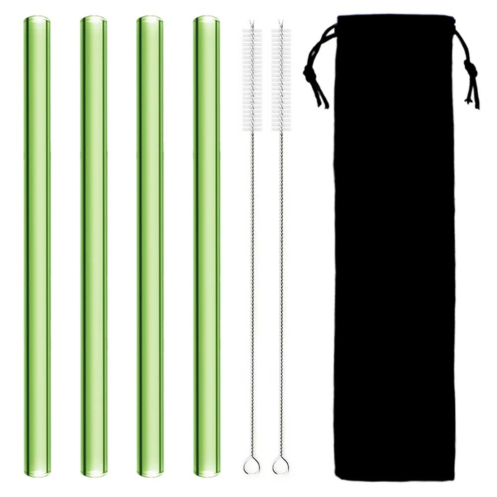 4Pcs Reusable Glass Boba Straws Glass Drinking Straws Wide Clear Straws 12mm Clear Smoothie Straws for Bubble Tea Milkshakes