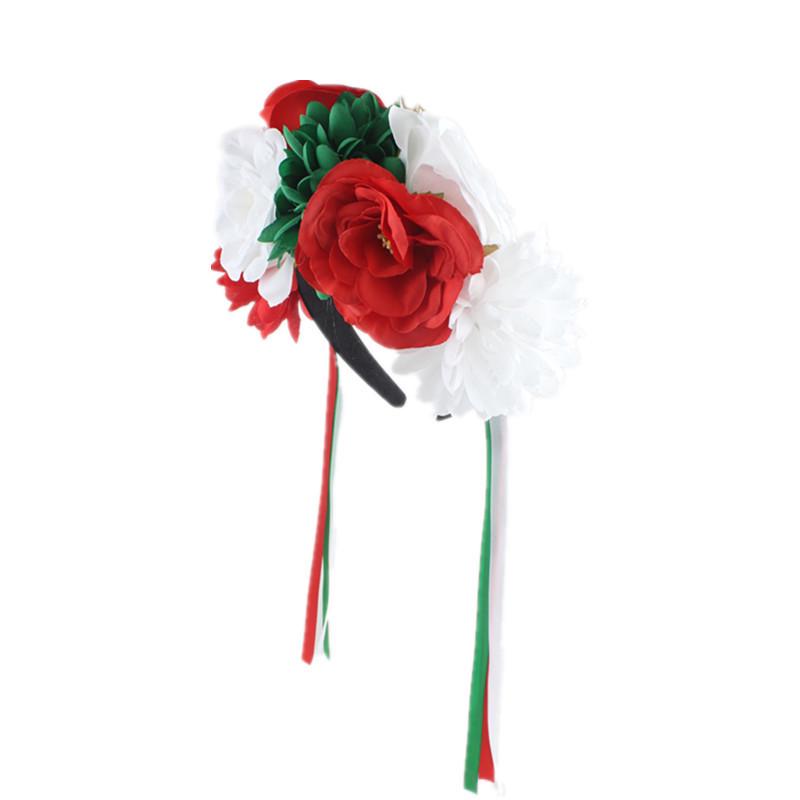 European & American Prom Christmas Flower Headband: Chrysanthemum & Camellia Ribbon Hair Accessory