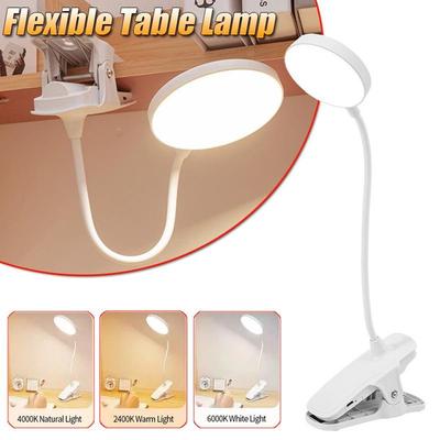 360° Flexible Lamp Clip LED Table Lamps  Eye Protection Desk Lamp With 3 Lighting Modes  Bedroom Clip-Type Reading Light