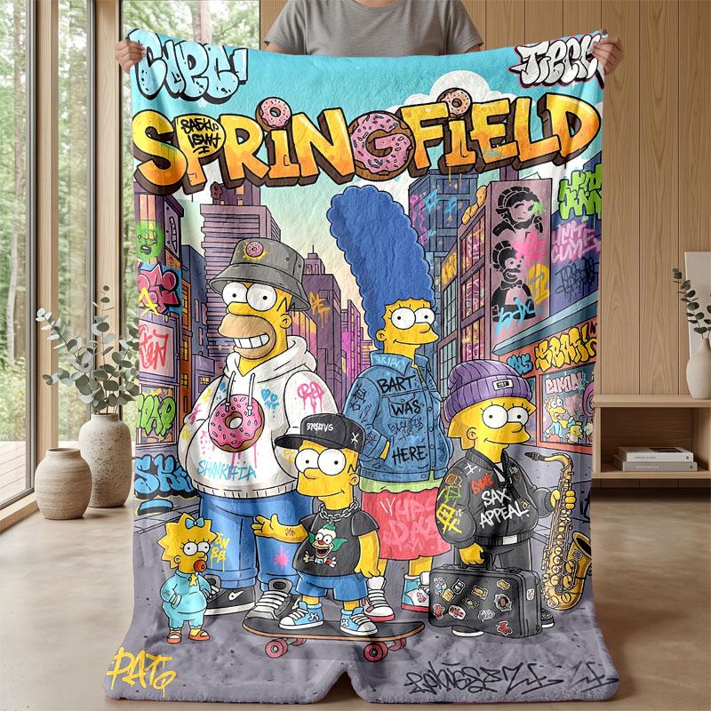 Soft Flannel Blanket Lightweight Cozy Bedroom Living Room CoverThe Simpsons