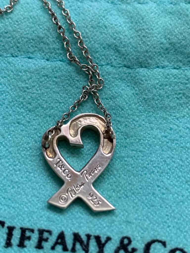 Tiffany Co. Loving Heart Necklace Paloma Picasso 925 Sterling Silver Excellent