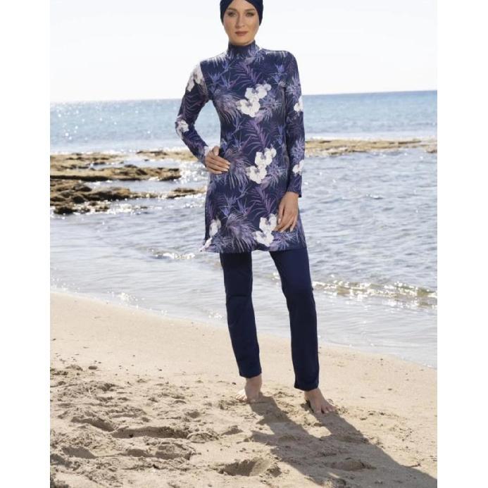 

Скромный мусульманский женский купальник из двух частей с принтом «банановый лист» в военном стиле для отдыха на море, купальный костюм с полной защитой, пляжная одежда, комплект купальника буркини (Без XL бежевый