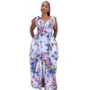 European and American Summer New African Sweet Style Bow Suspender Print High Waist Dress