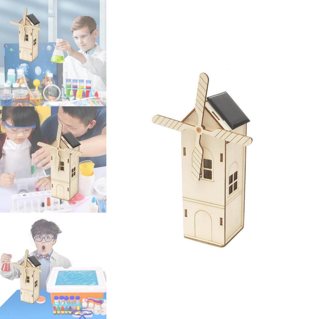 Solarbetriebene Windmühle DIY Holzhaus Bausatz für Kinder 7-14 Jahre Anpassbares Lernspielzeug