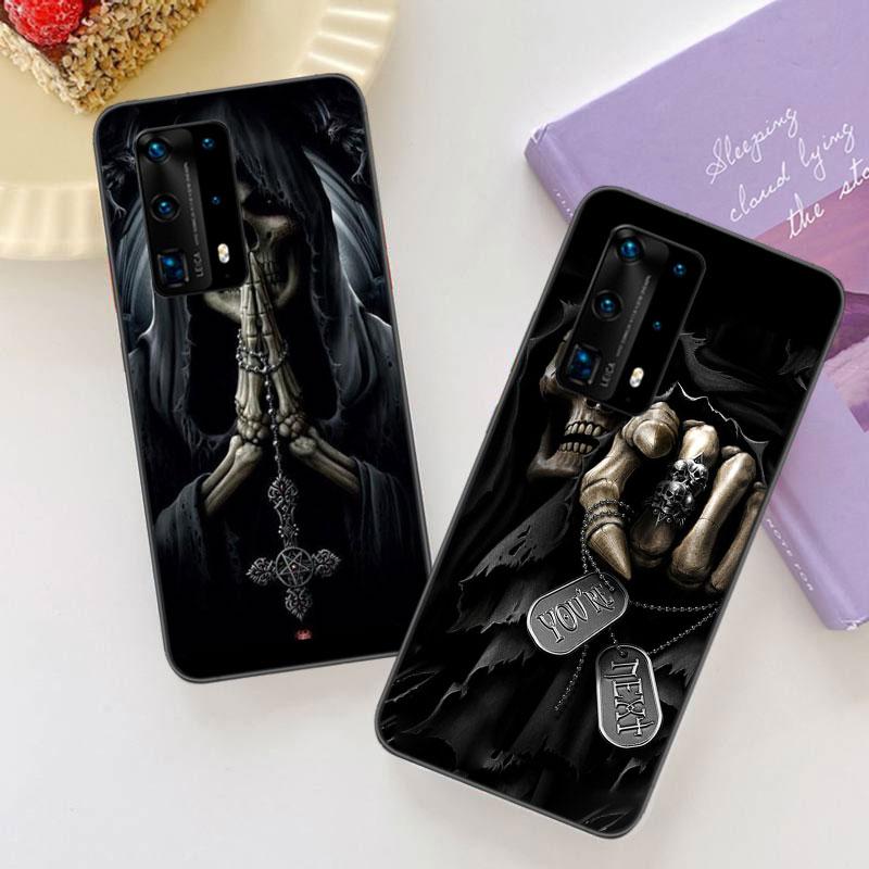 Grim Reaper Skull Skeleton Soft Clear Phone Case For Huawei P30 Lite P10 P20 P40 P50 Pro Mate 40 Pro 30 20 10 Lite Cover Silicon