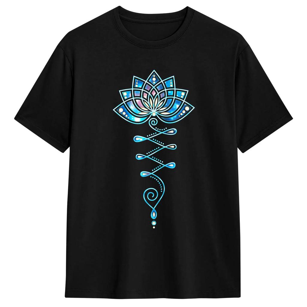 Lotus Flower Yoga Meditation Breathe Cotton Tshirt For Adult Summer Vintage Tshirts Harajuku Tee Shirt Oversized Print Clothes
