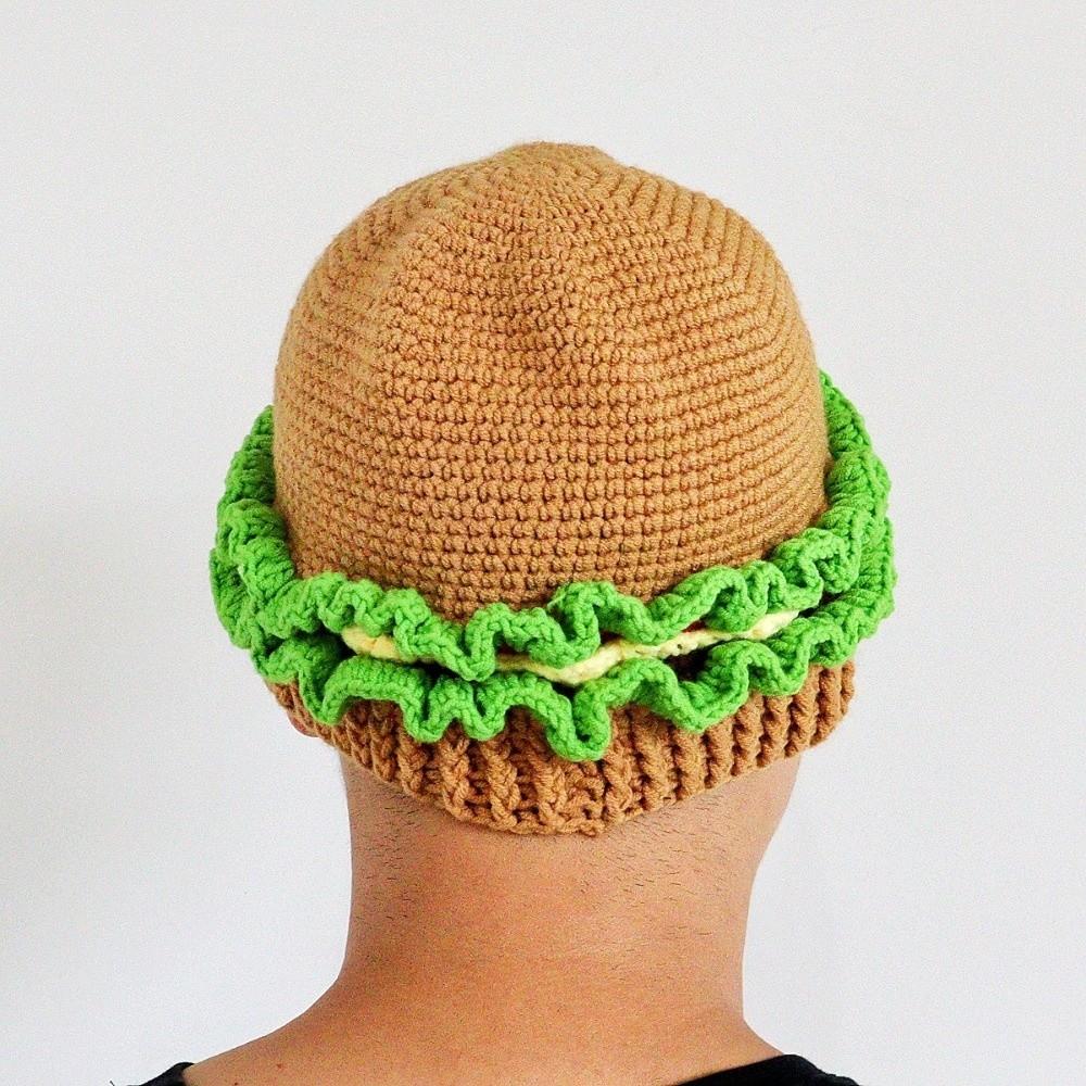 Creative Hamburger Pullover Cap Warm Funny Hamburger Beanie Knitted Hamburger Hat Cycling