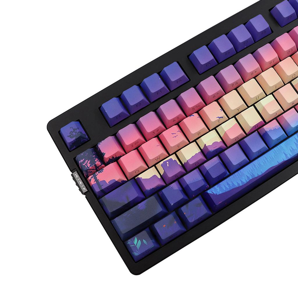 DoubleShots PBT Backlit Keycaps 124 Purple Dreamland Dye-Sub Keycap Gravação lateral para teclado mecânico 68/84/104