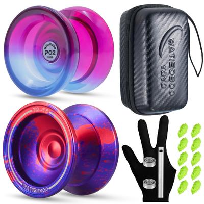 WATIEOBOO Yoyo Kovové Yoyo P02 PC Přepíná z Reagujícího do Režimů Ideální pro a Pokročilé Hráče Sada, 2 kusy (W7 + Dvoubarevné jojo) - Nereagující