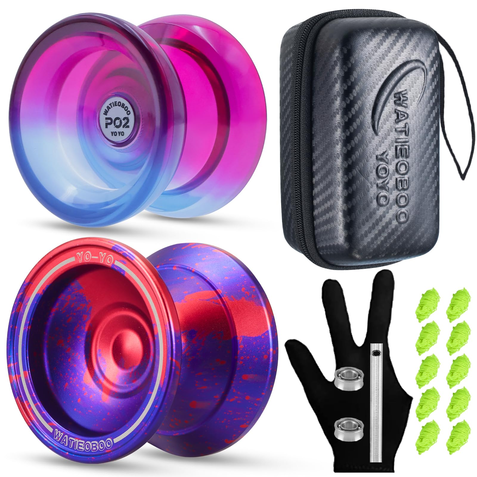 

WATIEOBOO Йо-йо Металлическое йо-йо P02 Переключается из Отзывчивого в Режимы Идеально подходит для и Продвинутых Игроков Набор, 2 шт. (W7 + Двухцветный йо-йо) - Не реагирующий