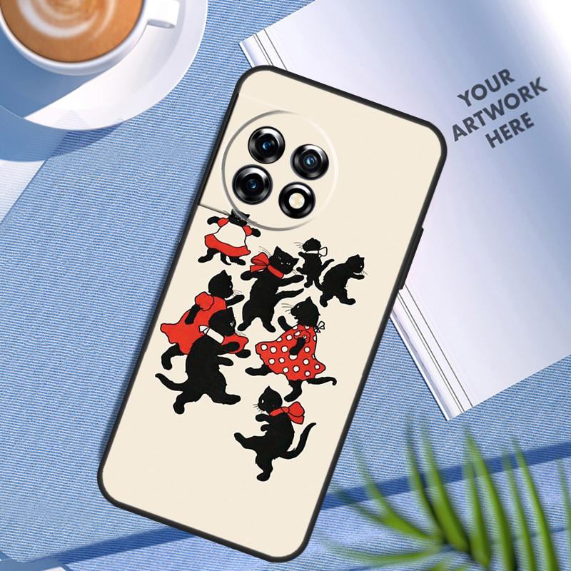 Black Cat Face Kitty Case For OnePlus Nord CE 5 2 3 4 Lite N20 N30 OnePlus 15 13 12 11 9 10 Pro 13R 10T 13T Cover