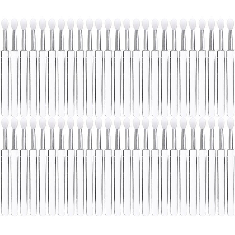 5-50pcs Transparent Silicone Nail Art Applicator Sticks Easy-Daub Pigment Brushes Glitter Powder Chrome Pigment Makeup Brush