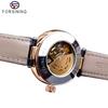 Für Forsining Damen Luxus Gold Skelett Armbanduhr Leuchtende Funktion 18mm Bandbreite Ovales Gehäuse Zeiger für Leder Kleid Mädchen