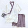 Pyjama Kimono Hanfu Style Japonais Ensemble de Nuit pour Femmes Couleur Fraîche Fil de Coton Crêpe Manches Courtes Short Combinaison d'Intérieur