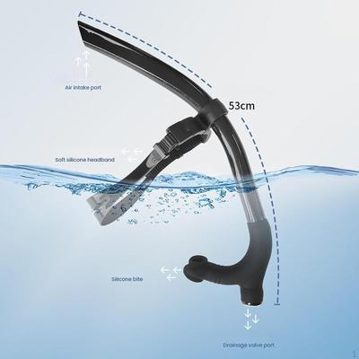 Fajka do treningu pływackiego Mocowana na środku z przodu z silikonowym ustnikiem i zaworem do przedmuchiwania