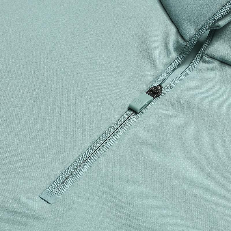 Fila White Fashionable Simple Versatile Comfortable Stretch Half-Zip Long Sleeve T-Shirt Men Tops Sea-King-Green F11M613203FGN