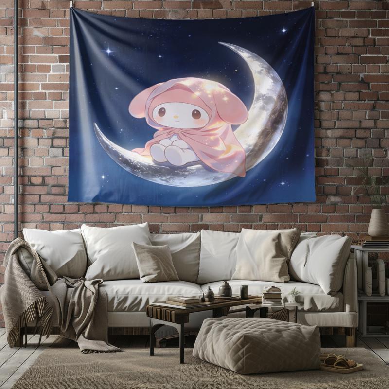 Sanrio Characters Tapestry Cute Cartoon Wall Hanging for Bedroom Living Room Dorm Home Decor Aesthetic Gift