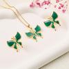 Vintage Retro Enamel Butterfly Stud Earrings & Necklace - French Court Style