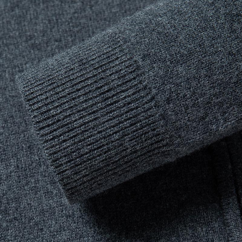 Men's 100% Pure Wool Thickened Cardigan Jacket - 600g High-End Zipper Sweater