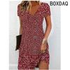 Zomerse Korte Mouwen V-hals Strandfeestjurk 3D Kleurrijke Bloemen Casual A-lijn Jurk Dames Buitenjurk Zomerjurk