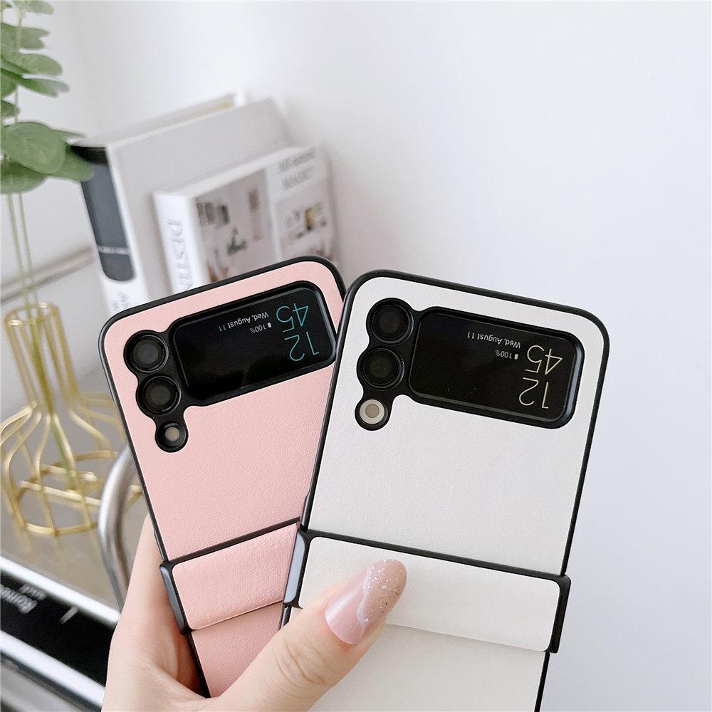 Ultra-thin Leather Hinge Case For Samsung Galaxy Z Flip 6 Flip 5 Flip 4 3 Shockproof  Cover Fundas