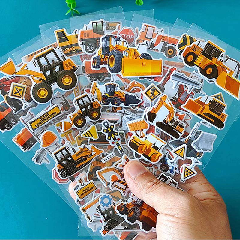 10 Sheets 3D Engineering Vehicle Stickers for Kids Puffy Children Stickers Boys Girls Teachers Reward Scrapbooking Gift Toys