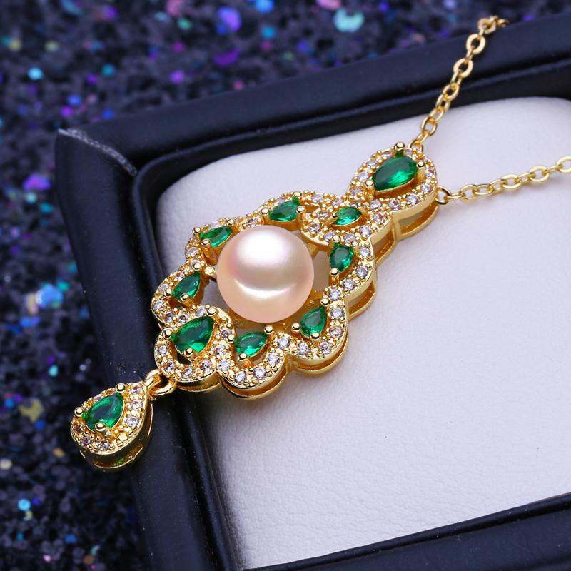 

LSOOYH ожерелья из натурального пресноводного жемчуга для женщин, золотой цвет, подвеска с цветком и цепочкой, свадебные украшения для помолвки розовый