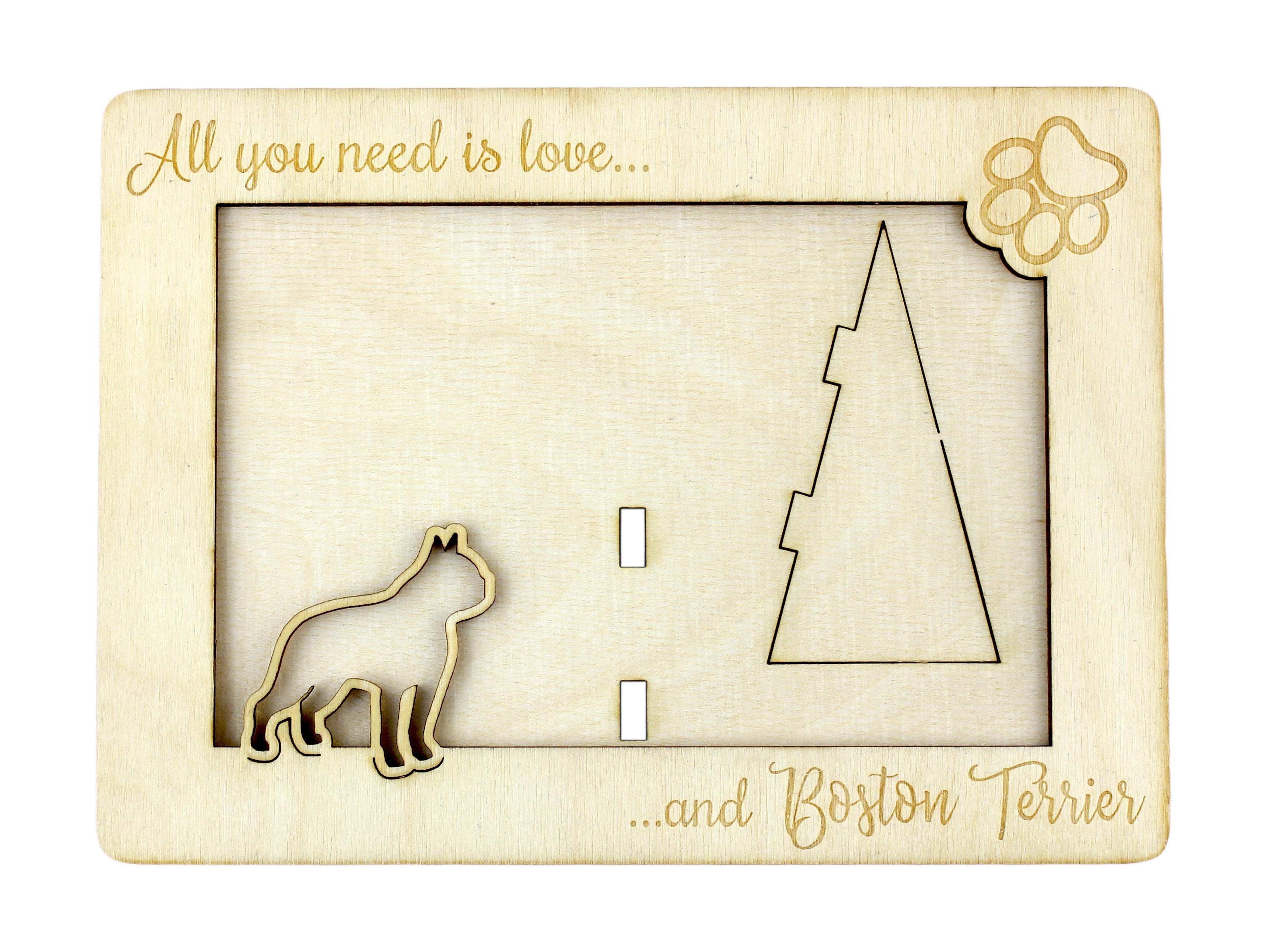 

Boston Terrier, American Gentleman - Photo frame, engraved wooden frame, a lovely gadget for the dog lover by Art-Dog