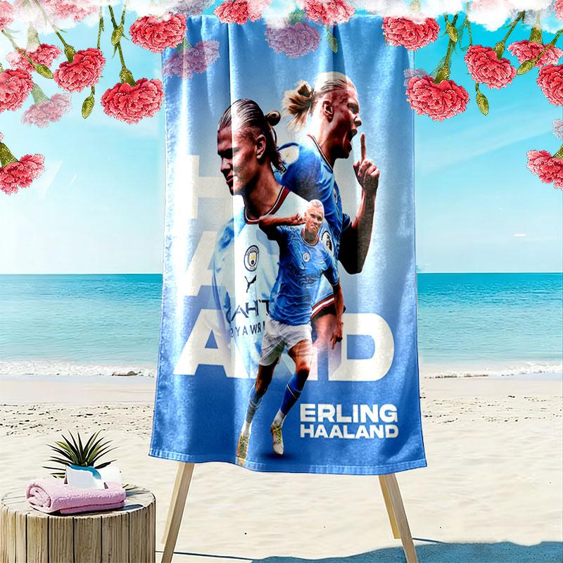 Erling Haaland Vibes Strandtuch, Großes Weiches Schnelltrocknendes Handtuch für Strand Camping Schwimmen