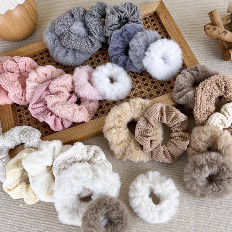 7-teiliges Haarband-Set, Herbst/Winter, flauschiges Haarband, Stirnband für Damen und Mädchen, modisches, süßes Haarband, Haargummi, Geschenkidee