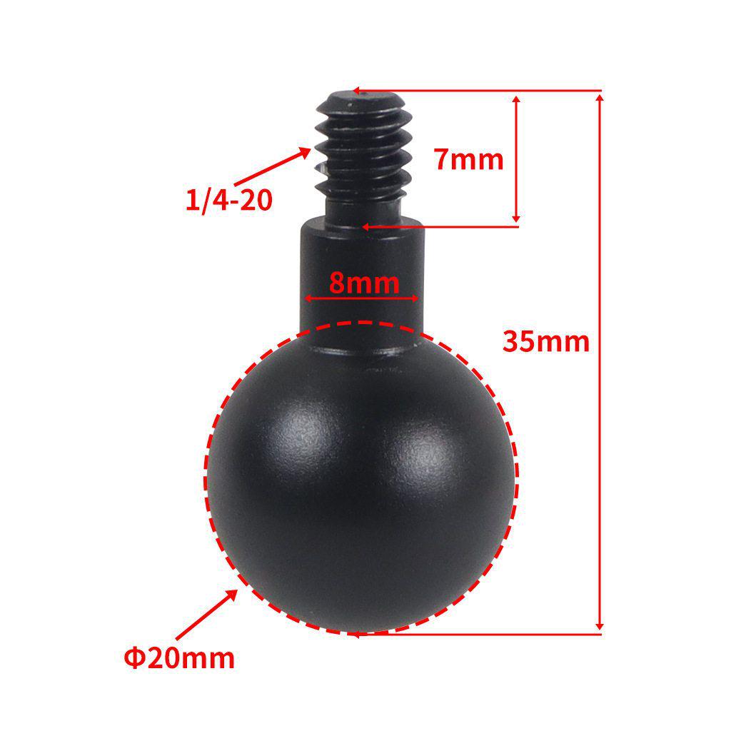 13-25mm Aluminum Alloy Ball Head Phone Car Mount Extension Rod with 1/4" Connector